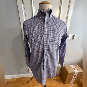 Ralph Lauren Purple Plaid Button DWN 15.5 neck 32/33 sleeves non iron classicFIT